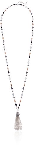 NINE WEST Women's Classics Beaded Tassel Pendant Necklace NINE WEST Women's Classics Beaded Tassel Pendant Necklace