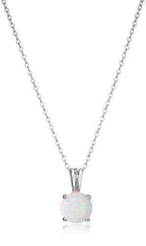 Amazon Essentials Sterling Silver Genuine or Created Round Cut Birthstone Pendant Necklace Amazon Essentials Sterling Silver Genuine or Created Round Cut Birthstone Pendant Necklace