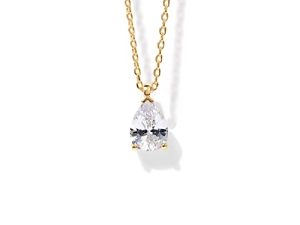 PAVOI 14K Gold Plated Cubic Zirconia Diamond Pendant Necklace for Women | Adjustable Slider