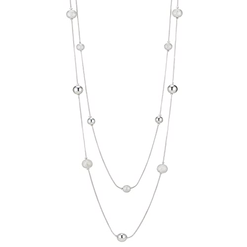 Silver Layered Long Necklace for Women Pearl Crystal Sweater Strand Chain Necklaces Fashion Gifts Silver Layered Long Necklace for Women Pearl Crystal Sweater Strand Chain Necklaces Fashion Gifts