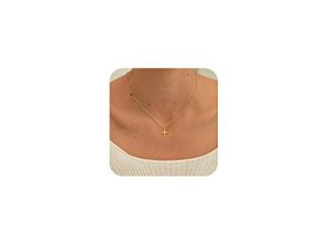 CHESKY Dainty Gold Cross Necklace for Women