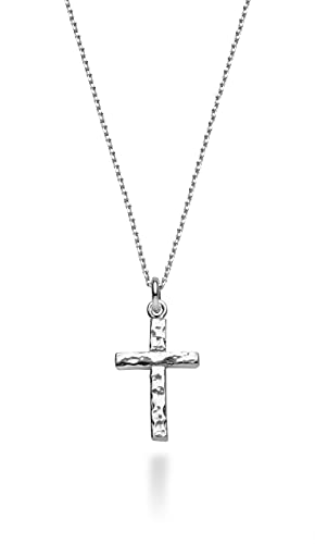 Miabella 925 Sterling Silver or 18Kt Yellow Gold Over Silver Italian Hammered Cross Pendant Necklace 18 Inch Chain Made in Italy Miabella 925 Sterling Silver or 18Kt Yellow Gold Over Silver Italian Hammered Cross Pendant Necklace 18 Inch Chain Made in Italy