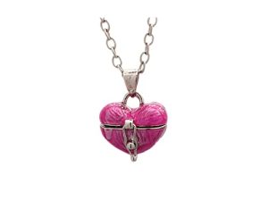 Heart Locket Pendant Necklace Pink Red Y2k Love Heart Shaped Box Necklace Kpop Tiny Small Cute Necklace for Girls Women