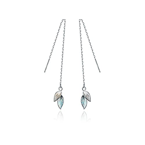925 Sterling Silver Leaf Threader Earrings Tassel for Women 925 Sterling Silver Leaf Threader Earrings Tassel for Women