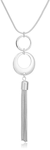 Nine West Ring Around Silvertone Tassel Pendant Necklace Nine West Ring Around Silvertone Tassel Pendant Necklace