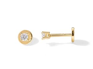PAVOI 14K Gold Plated Solid 925 Sterling Silver Post Cubic Zirconia Stud Flat Back Earrings for Women | Cartilage Earring | Helix Piercing Jewelry | Small Stud Earrings for Women