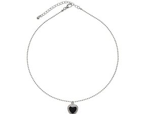 Black Heart Pendant Necklace Vintage Cute Simple Ball Bead Chain Opal Peach Heart Necklace for Women Girls