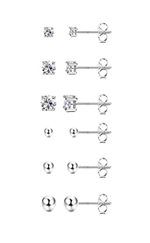 Hayoso 6 Pairs Sterling Silver Stud Earrings for Women Hayoso 6 Pairs Sterling Silver Stud Earrings for Women