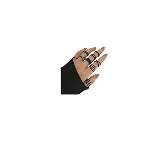 Black Knuckle Rings Set for Women Girls Vintage Stackable Midi Rings Boho Crystal Pearl Sea Wave Finger Ring Pack Black Knuckle Rings Set for Women Girls Vintage Stackable Midi Rings Boho Crystal Pearl Sea Wave Finger Ring Pack