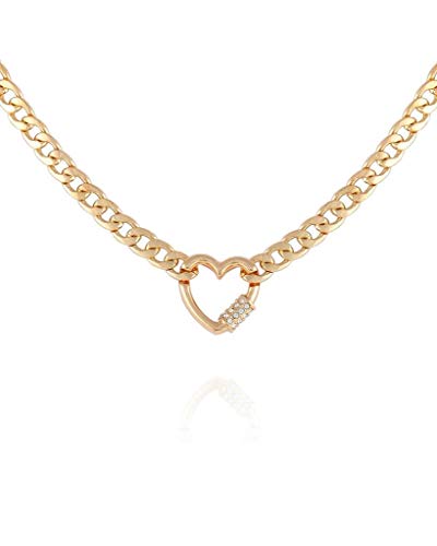 GUESS Link Necklace with Pave Heart Charm GUESS Link Necklace with Pave Heart Charm