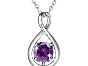 FANCIME Sterling Silver Birthstone Necklaces Dainty Infinity Pendant Necklace Fine Jewelry Anniversary Birthday Christmas Gifts for Women Girls Wife Mom Lady Daughter Her