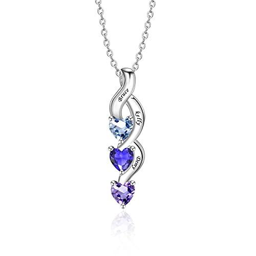 Personalized Mother Name Necklace with 1-6 Heart Simulated Birthstones Mothers Pendant Necklace Engraved Family Necklace for Women Mother's Day Birthday Personalized Mother Name Necklace with 1-6 Heart Simulated Birthstones Mothers Pendant Necklace Engraved Family Necklace for Women Mother's Day Birthday