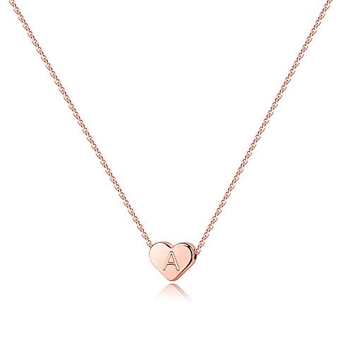 Tiny Heart Initial Necklaces for Girls - 14K Rose Gold Filled Heart Pendant Handmade Dainty Heart Letter Initial Necklaces for Teen Girls Kids Jewelry Gifts Tiny Heart Initial Necklaces for Girls - 14K Rose Gold Filled Heart Pendant Handmade Dainty Heart Letter Initial Necklaces for Teen Girls Kids Jewelry Gifts
