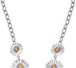 Lucky Brand Women's Floral Collar Necklace Two-Tone Chain Necklace 20" + 2' Extender