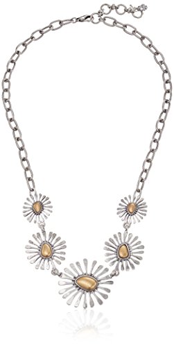 Lucky Brand Women's Floral Collar Necklace Two-Tone Chain Necklace 20" + 2' Extender Lucky Brand Women's Floral Collar Necklace Two-Tone Chain Necklace 20" + 2' Extender