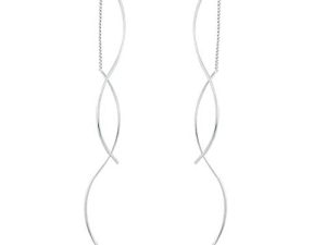 Reffeer 925 Sterling Silver Double Linear Curved Tassel Earrings Threader Drop Dangle Earrings Perfect For Women Teens Girls
