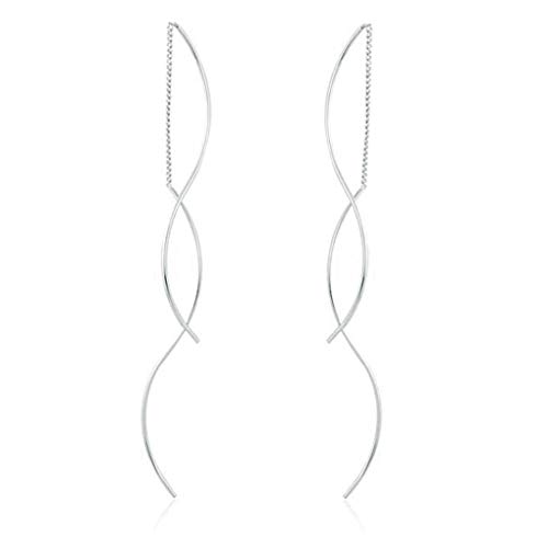 Reffeer 925 Sterling Silver Double Linear Curved Tassel Earrings Threader Drop Dangle Earrings Perfect For Women Teens Girls Reffeer 925 Sterling Silver Double Linear Curved Tassel Earrings Threader Drop Dangle Earrings Perfect For Women Teens Girls