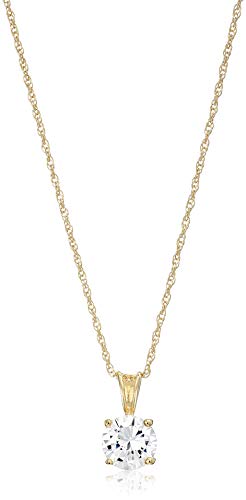 Amazon Essentials Plated Sterling Silver Cubic Zirconia Round Cut Solitaire Pendant Necklace Amazon Essentials Plated Sterling Silver Cubic Zirconia Round Cut Solitaire Pendant Necklace
