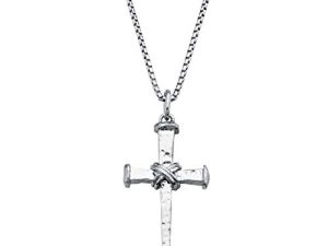 Miabella 925 Sterling Silver Italian Rope Wrap Nail Cross Pendant Necklace Box Chain