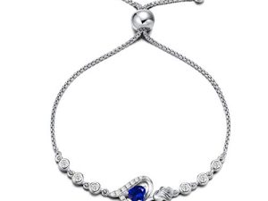Agvana Birthstone Bracelets Christmas Gifts for Women Sterling Silver Genuine or Created Gemstone Tennis Bracelet Rose Flower Heart Jewelry Bolo Bracelet Anniversary Birthday Gifts for Women Girls Her
