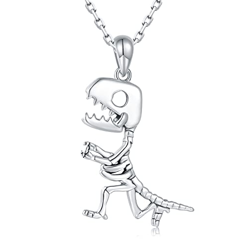 WOUOVO Dinosaur Tyrannosaurus Rex Necklace for Girls - 925 Sterling Silver Cute Triceratops Dinosaur Skull Bones Pendant Accessories Animal Jewelry Gifts for boys Girls Teens WOUOVO Dinosaur Tyrannosaurus Rex Necklace for Girls - 925 Sterling Silver Cute Triceratops Dinosaur Skull Bones Pendant Accessories Animal Jewelry Gifts for boys Girls Teens
