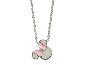Pura Vida 18" Silver Disney Minnie Mouse Necklace w/ Crystal Stone - Adjustable Length