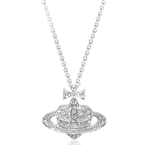 Saturn Necklace Rhinestone Planet Heart Cross Y2k Aesthetic Pendant Necklace for Girls Women Saturn Necklace Rhinestone Planet Heart Cross Y2k Aesthetic Pendant Necklace for Girls Women
