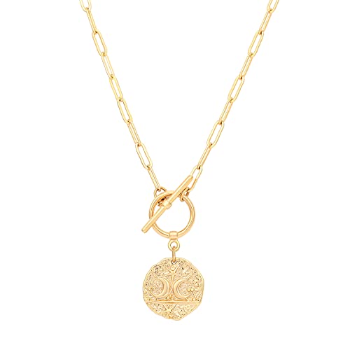 18K Gold Moon Star Lion Evil Eye Pendant Necklace Medallion Paperclip Chain Choker Layering Jewelry for Women Girls 18K Gold Moon Star Lion Evil Eye Pendant Necklace Medallion Paperclip Chain Choker Layering Jewelry for Women Girls