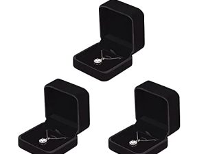 LETURE 3 Pieces Classic Velvet Pendant Necklace Box