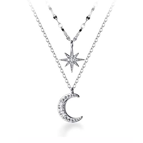 SLUYNZ 925 Sterling Silver Layered Necklace Chain Star Moon Choker Necklace for Women Teen Girls Layering Chain Choker SLUYNZ 925 Sterling Silver Layered Necklace Chain Star Moon Choker Necklace for Women Teen Girls Layering Chain Choker