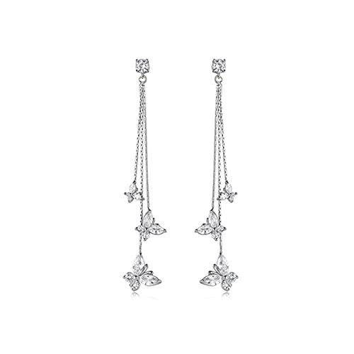 Crystal Butterfly Pendant Tassel Earrings Long Zircon Butterfly Drop Dangle Earrings Jewelry for Girls Women Butterfly Cuff Wrap Clip Earring Crystal Butterfly Pendant Tassel Earrings Long Zircon Butterfly Drop Dangle Earrings Jewelry for Girls Women Butterfly Cuff Wrap Clip Earring