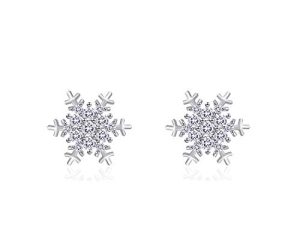 YOQUCOL Snowflake Flower Shaped Cubic Zirconia Crystal Stud Pierced Earrings for Women Girls