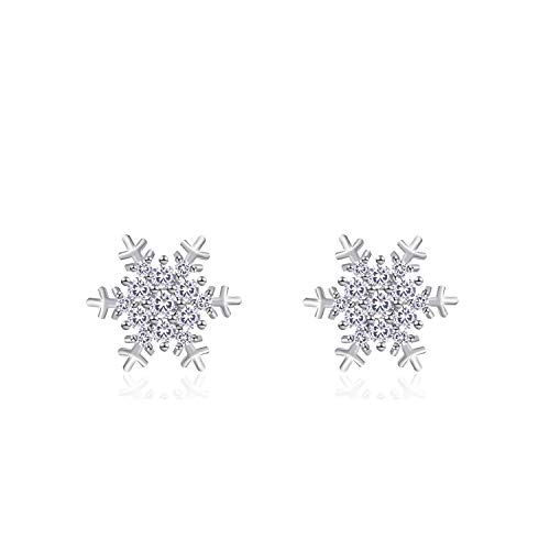 YOQUCOL Snowflake Flower Shaped Cubic Zirconia Crystal Stud Pierced Earrings for Women Girls YOQUCOL Snowflake Flower Shaped Cubic Zirconia Crystal Stud Pierced Earrings for Women Girls