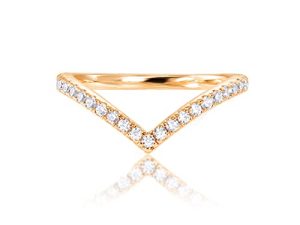 PAVOI 14K Gold Plated Sparkling Wishbone 'V' Ring for Women with Cubic Zirconia