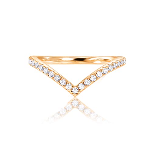 PAVOI 14K Gold Plated Sparkling Wishbone 'V' Ring for Women with Cubic Zirconia PAVOI 14K Gold Plated Sparkling Wishbone 'V' Ring for Women with Cubic Zirconia