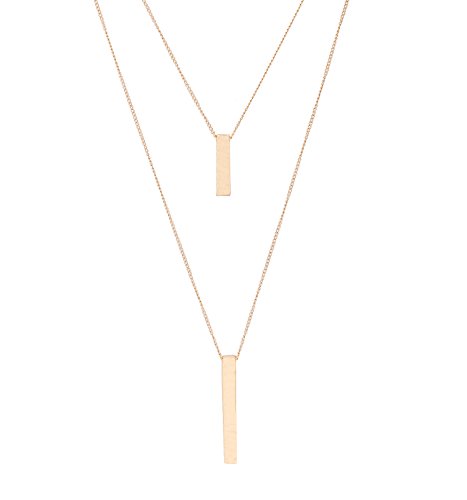 JYJ Women's Layered Long Necklaces for Women Double Layers Choker Necklace Hammered Bar Pendant Necklace for Summer JYJ Women's Layered Long Necklaces for Women Double Layers Choker Necklace Hammered Bar Pendant Necklace for Summer