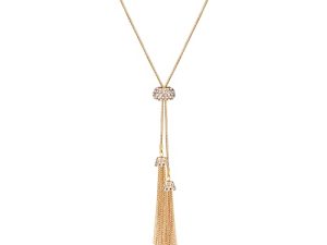 Tassel Pendant Lariat Y Necklace Long Snake Chain Necklaces with Adjustable Crystal Slider Ball