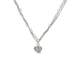 Crystal Heart Pendant Necklace Earrings Rings Y2k Aesthetic Kpop Zircon Love Heart Chain Choker Neckalce for Women Girls