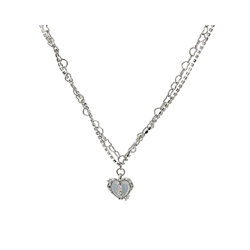Crystal Heart Pendant Necklace Earrings Rings Y2k Aesthetic Kpop Zircon Love Heart Chain Choker Neckalce for Women Girls Crystal Heart Pendant Necklace Earrings Rings Y2k Aesthetic Kpop Zircon Love Heart Chain Choker Neckalce for Women Girls