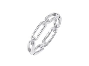 Amazon Essentials 14K Gold or Rhodium Plated Sterling Silver Chain Link Band Ring