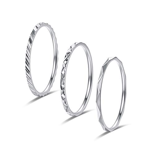 KAZITSAN 1mm 3pc Women Men Stainless Steel Rings fashion Plain Band Knuckle Stacking Midi Rings Silver/Rose Gold Wedding Band Comfort Fit KAZITSAN 1mm 3pc Women Men Stainless Steel Rings fashion Plain Band Knuckle Stacking Midi Rings Silver/Rose Gold Wedding Band Comfort Fit