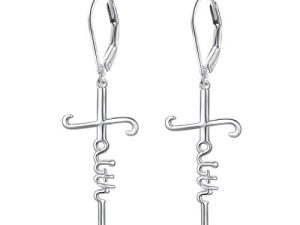 925 Sterling Silver Infinity Love of God Simple Dainty Faith Cross Dangle Earrings Religious Gift for Women Girls