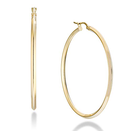 Miabella 18K Gold Over 925 Sterling Silver 2.5mm High Polished Knife Edge Hoop Earrings for Women Teen Girls 15mm Miabella 18K Gold Over 925 Sterling Silver 2.5mm High Polished Knife Edge Hoop Earrings for Women Teen Girls 15mm