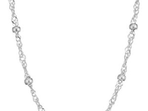 Amazon Essentials Sterling Silver Singapore Bead Chain Station Necklace
