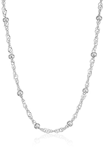 Amazon Essentials Sterling Silver Singapore Bead Chain Station Necklace Amazon Essentials Sterling Silver Singapore Bead Chain Station Necklace