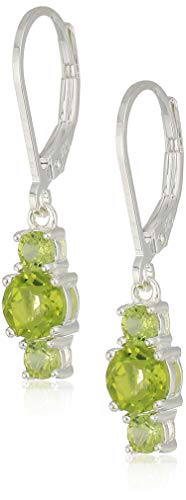 Amazon Collection Sterling Silver Genuine and Created Gemstone Three Stone Birthstone Leverback Dangle Earrings Amazon Collection Sterling Silver Genuine and Created Gemstone Three Stone Birthstone Leverback Dangle Earrings