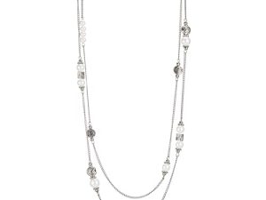 BULINLIN Layered Silver Long Necklace for Women Turquoise Stone Beaded Strand Sweater Chain Necklaces Fashion Costume Jewelry Gifts for Mom