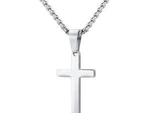 M MOOHAM Cross Necklace for Men - Stainless Steel Silver Gold Black Plain Cross Pendant Necklace Simple Jewelry Gifts