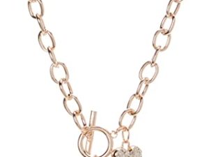 GUESS Heart Lock Charm Toggle Link Charm Bracelet