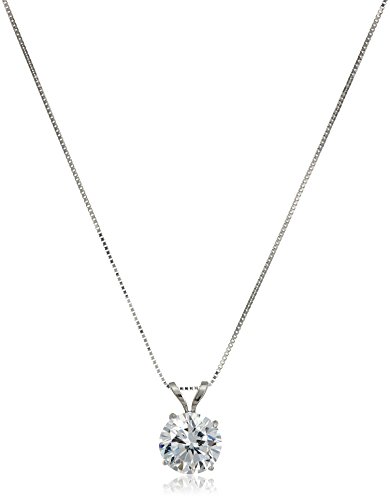 Amazon Collection 14k Gold Cubic Zirconia Solitaire Pendant Necklace for Women with 18 Inch Box Chain Amazon Collection 14k Gold Cubic Zirconia Solitaire Pendant Necklace for Women with 18 Inch Box Chain